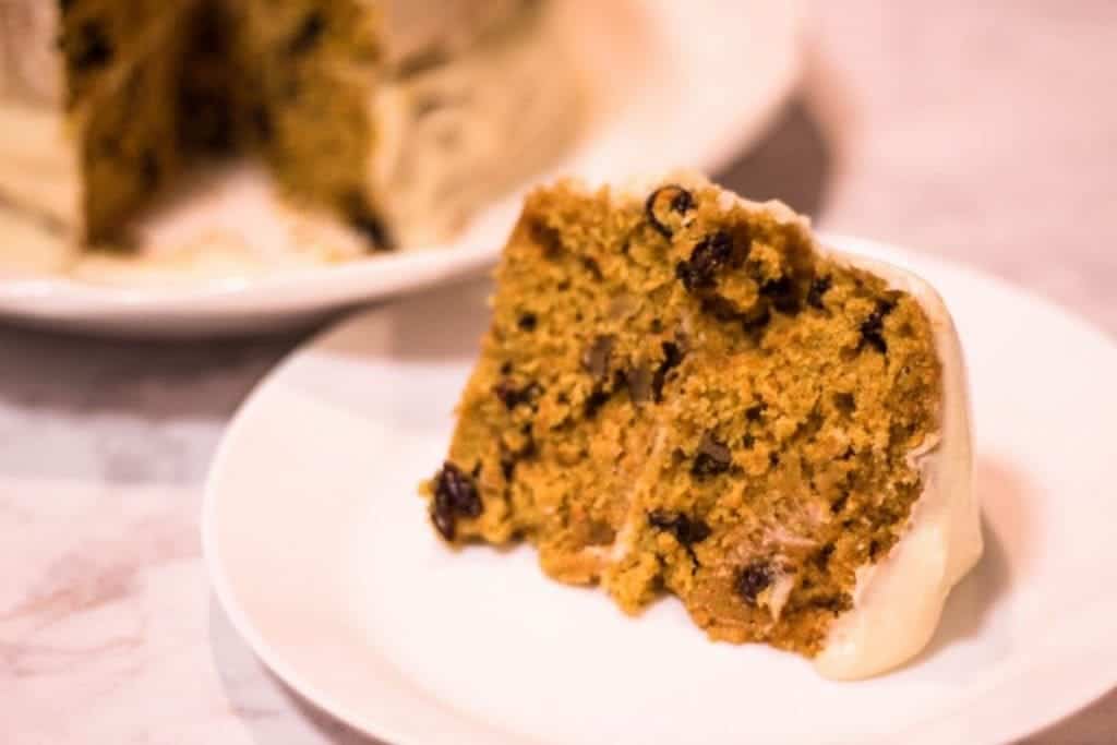 Slice of homemade carrot cake