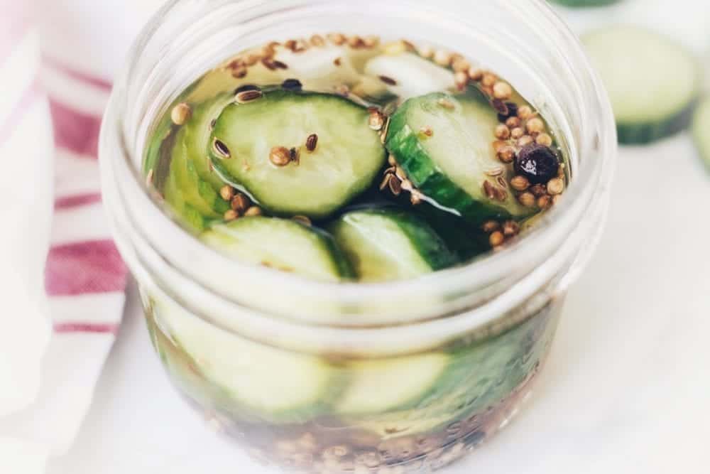 Small jar of homemade pickles