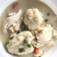 chicken and deumplings stew close up