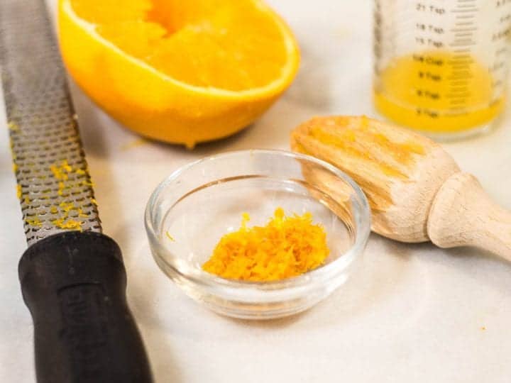 orange zest in a bowl