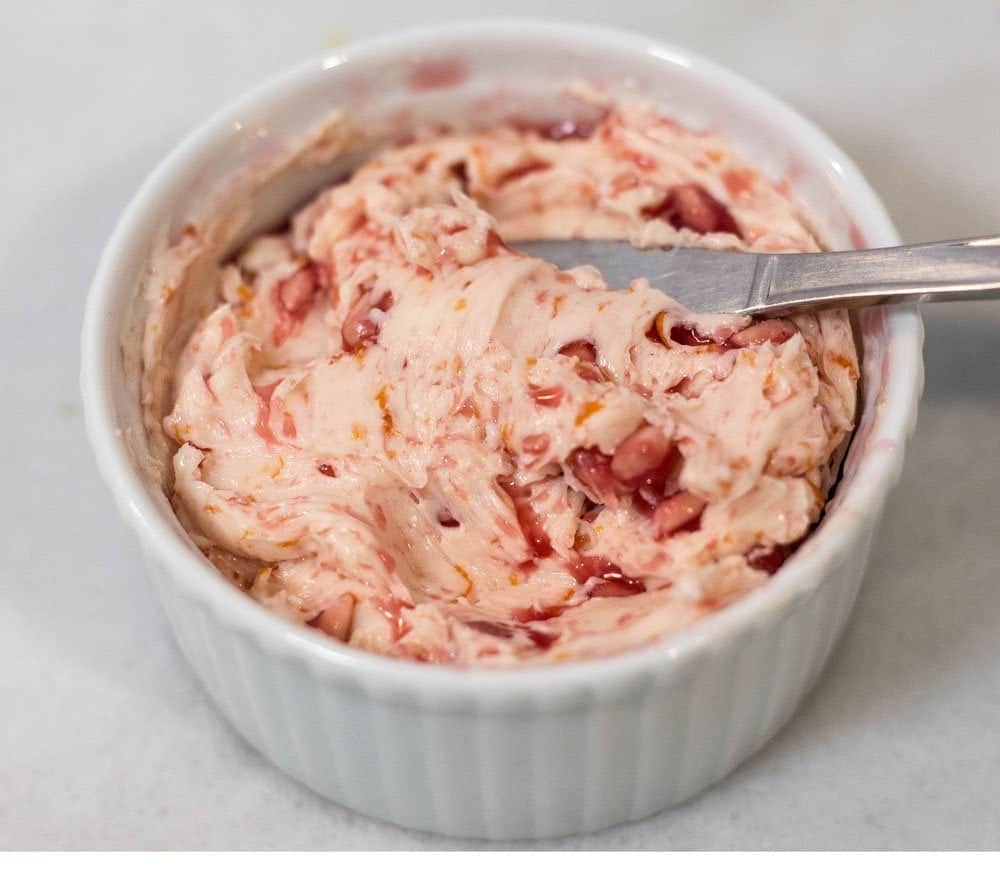 orange pomegranate butter in ramekin