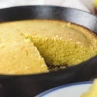 Homemade Cornbread in Cast Iron Skillet