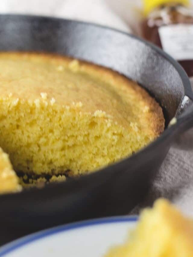 Cornbread in 7-inch cast iron skillet.