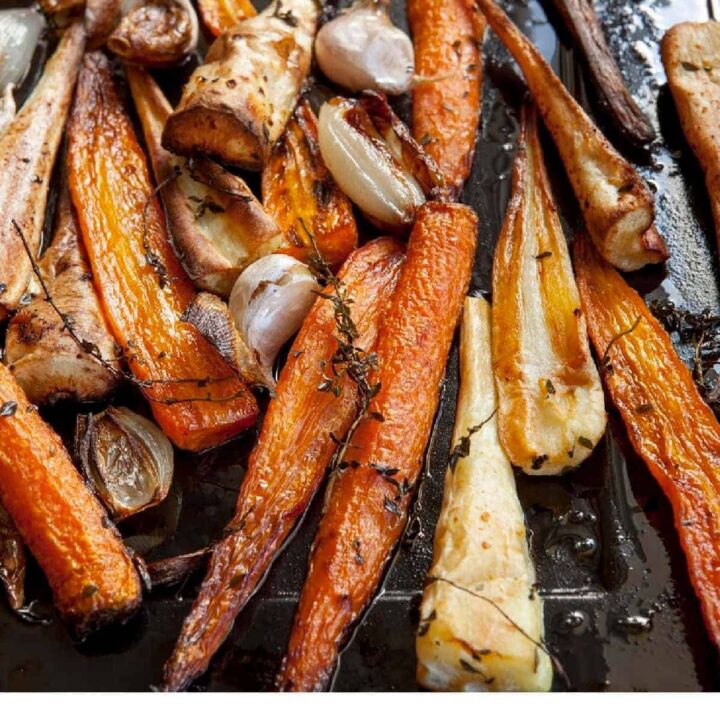 roasted carrots and parsnips with garlic