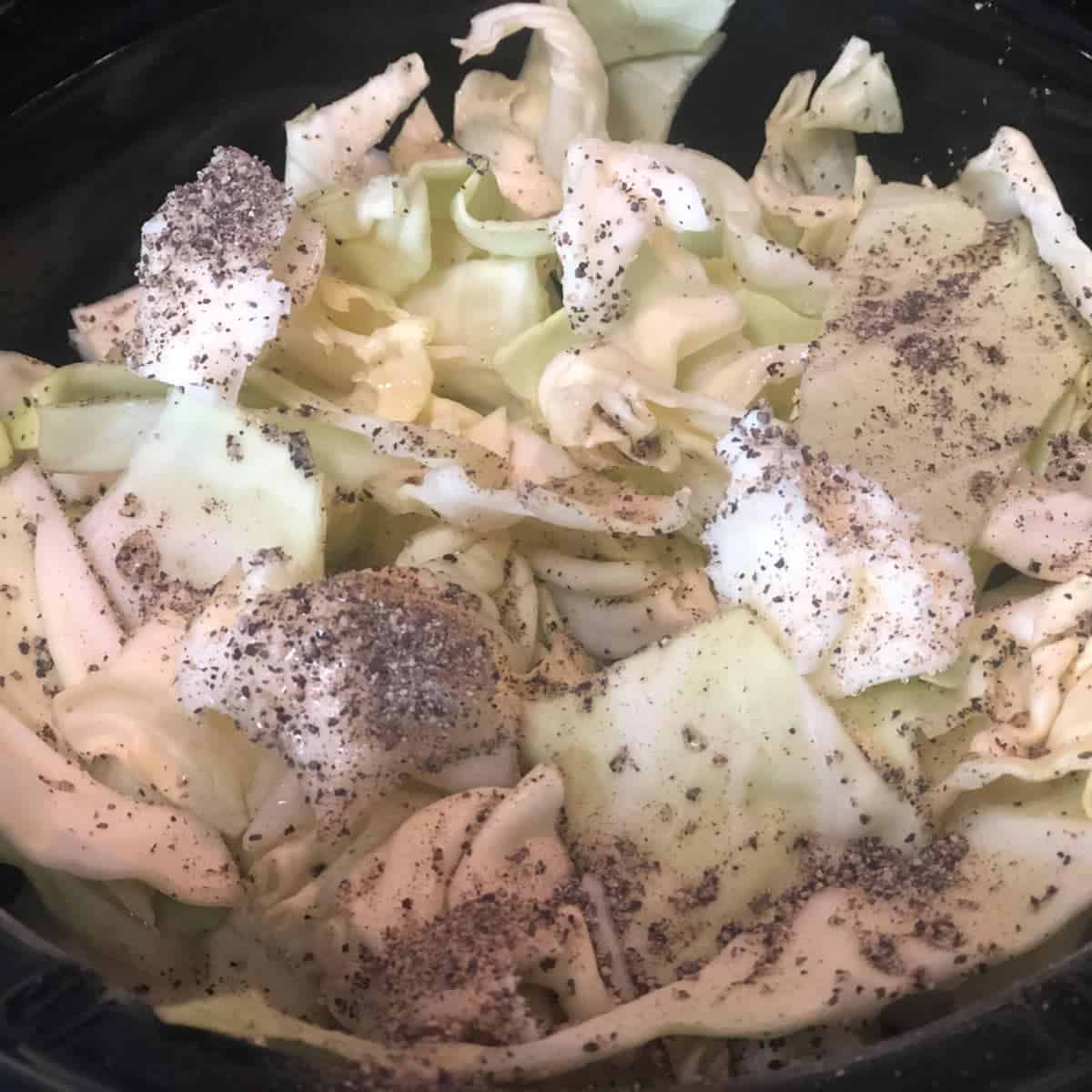 Cabbage sprinkled with pepper.