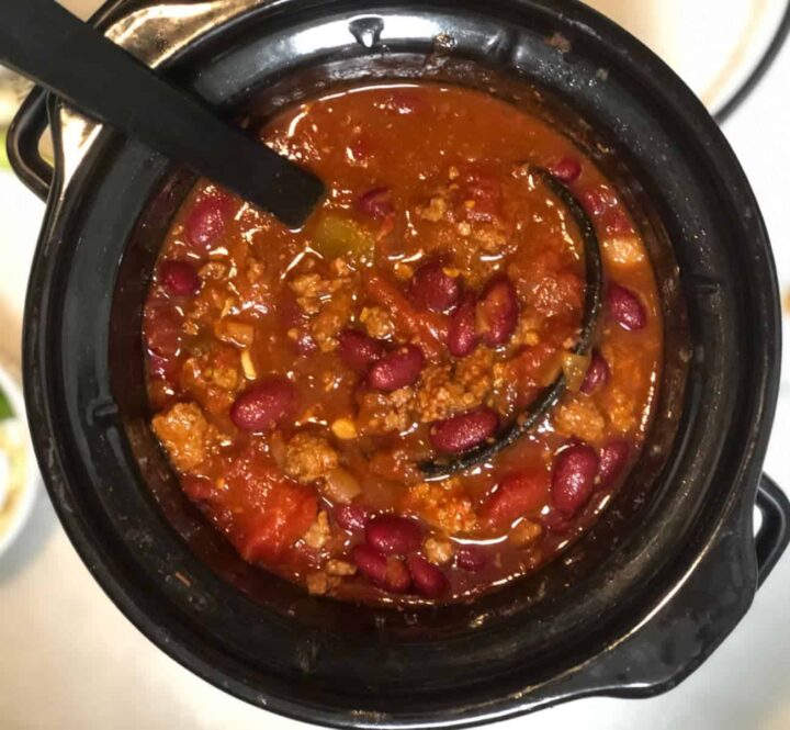 spicy chili in 2 quart crockpot