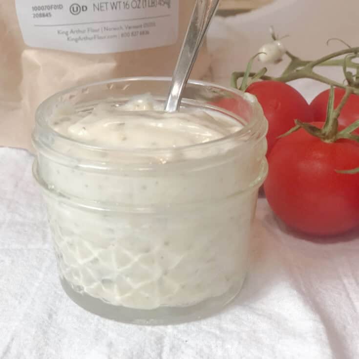 homemade buttermilk dressing in small mason jar