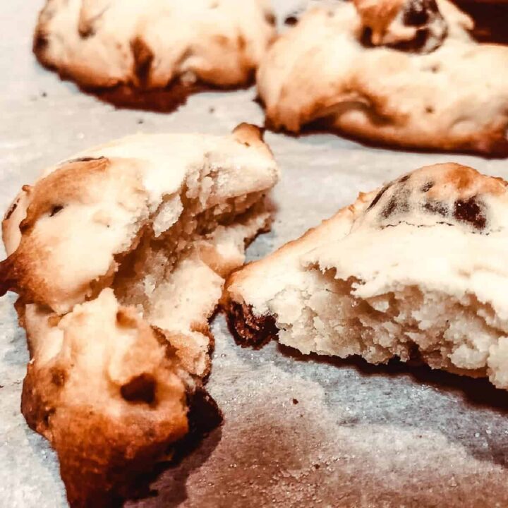 baked drop scones on baking sheet