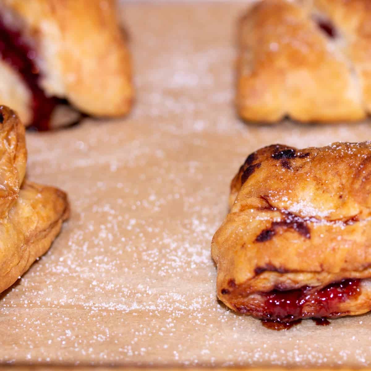 puff pastry cookies on baking sheet