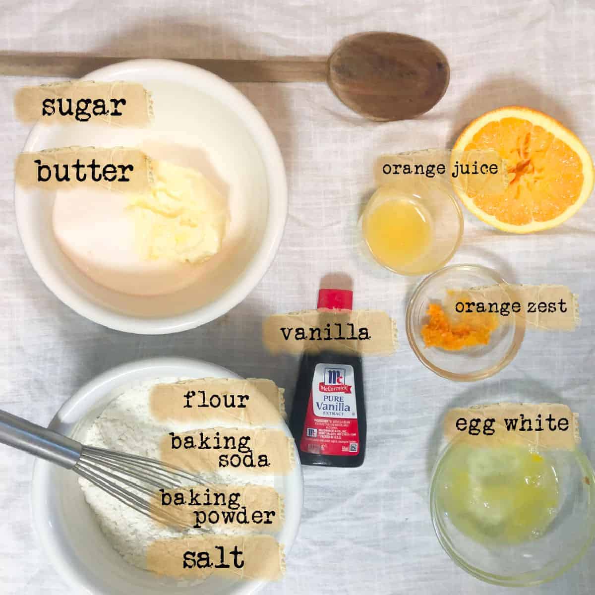 ingredients to make orange cookies