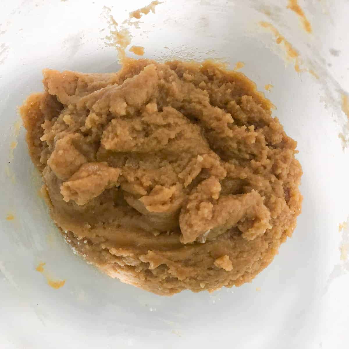 mixed peanut butter cookie dough in bowl