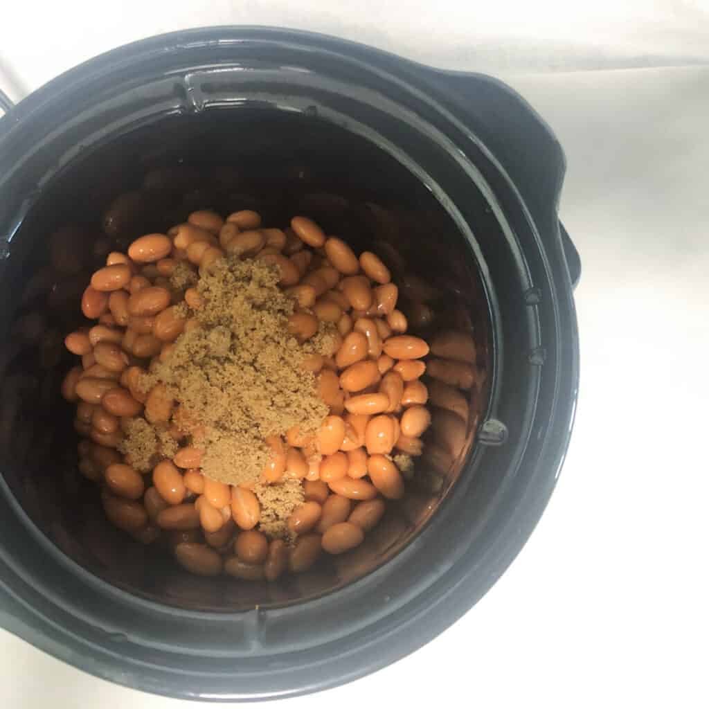 pinto bean ingredients in slow cooker.