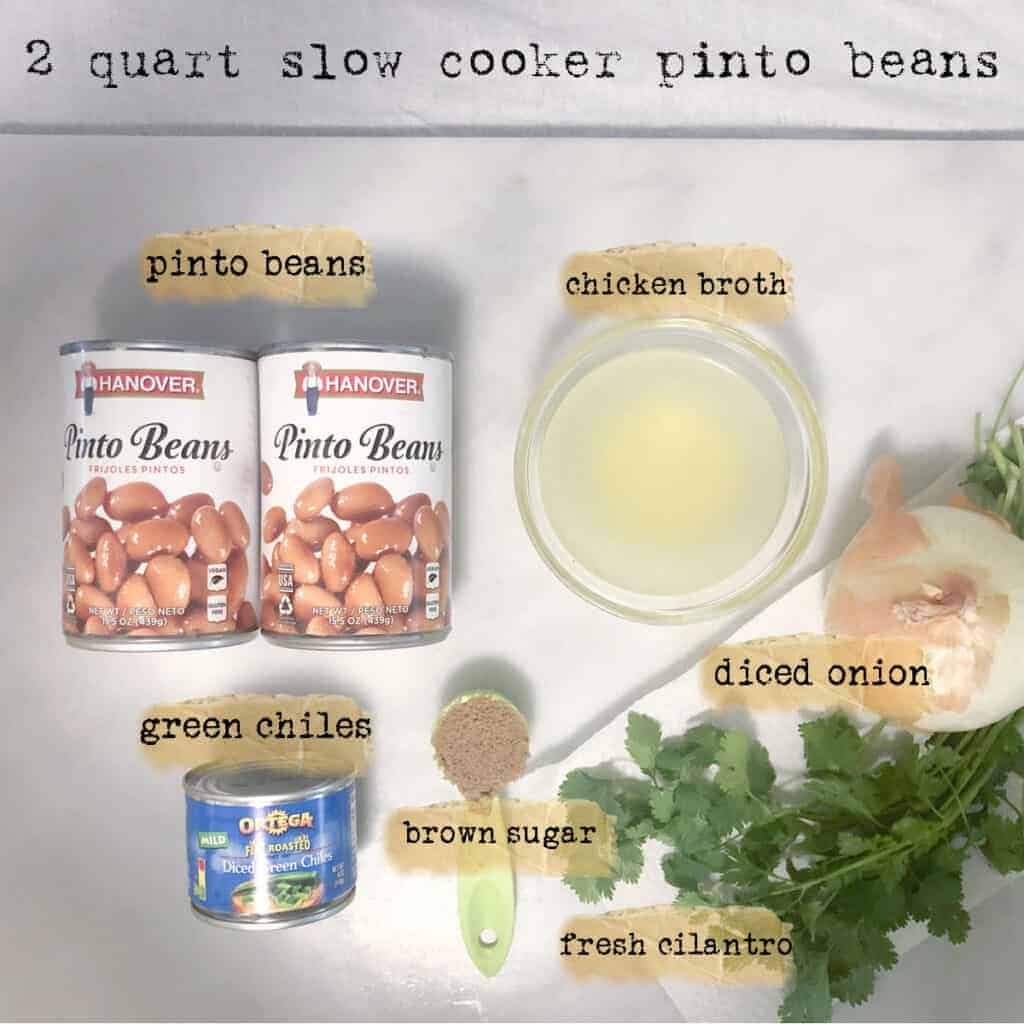 ingredients to make slow cooker spicy pinto beans.