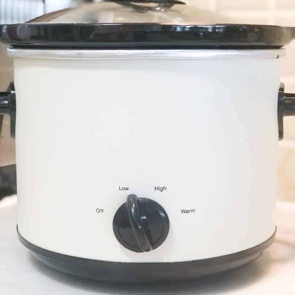 3 quart slow cooker on low setting.