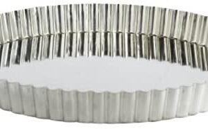 8-inch metal tart pan with bottom removed.