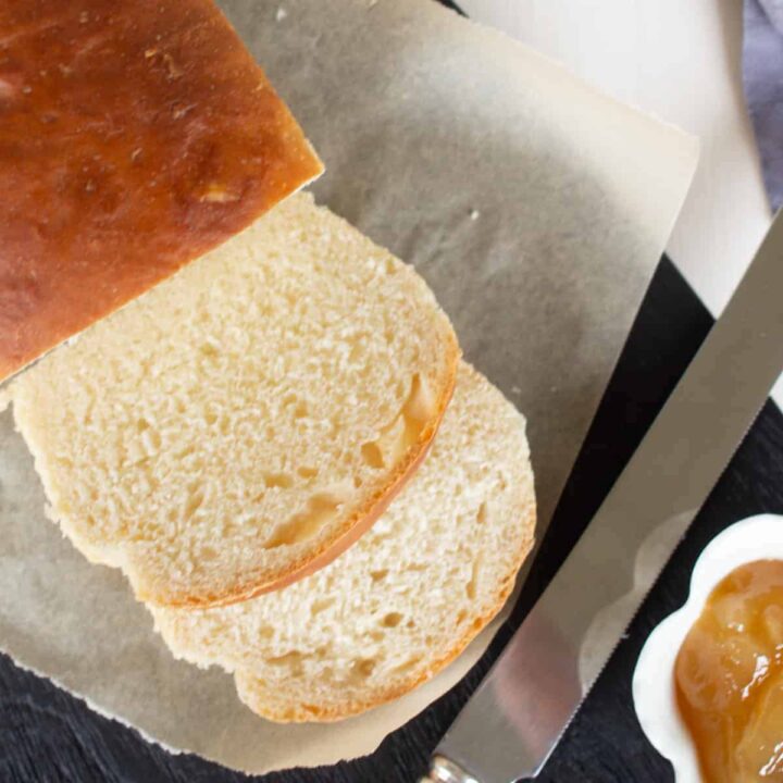 Slice homemade bread.
