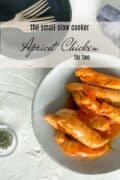 Apricot chicken on serving plate.