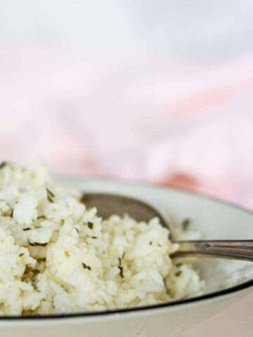 Bowl of garlic rice.