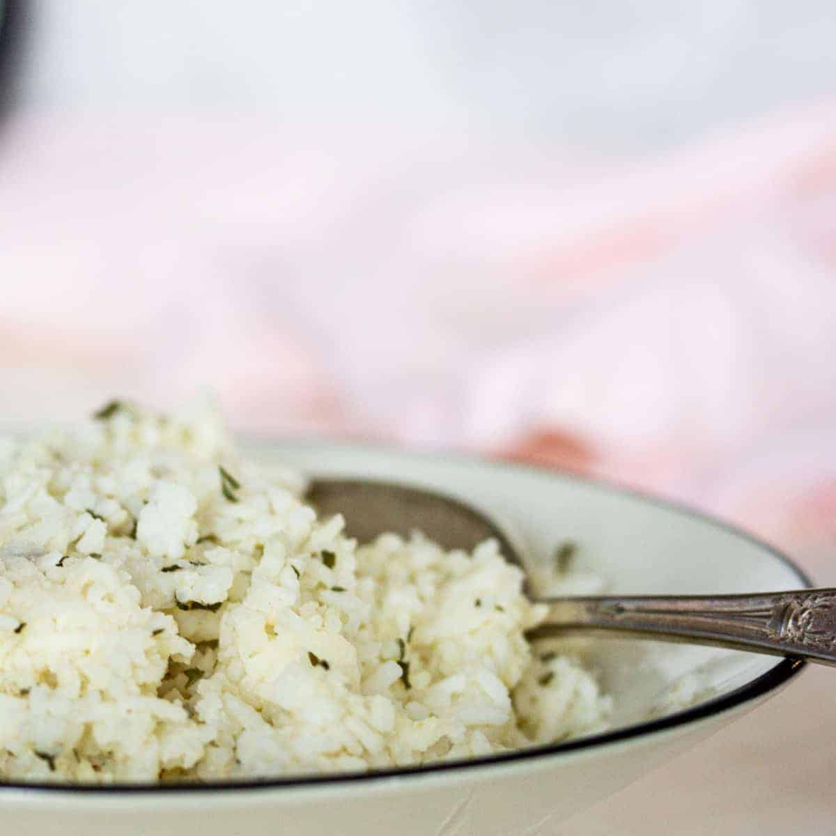 Bowl of garlic rice.