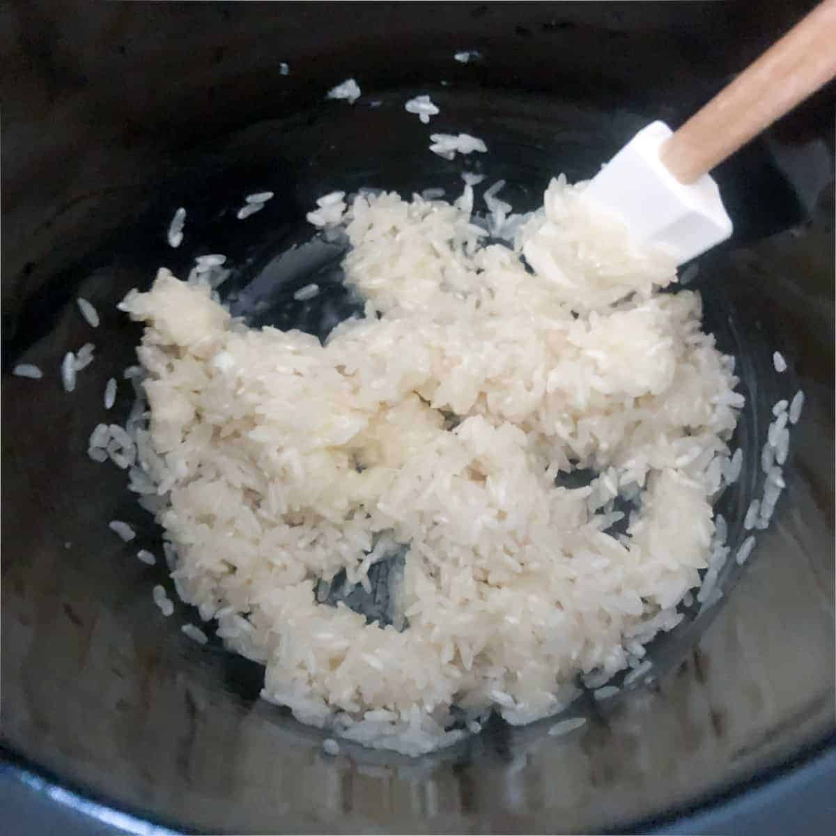 Rice in slow cooker.