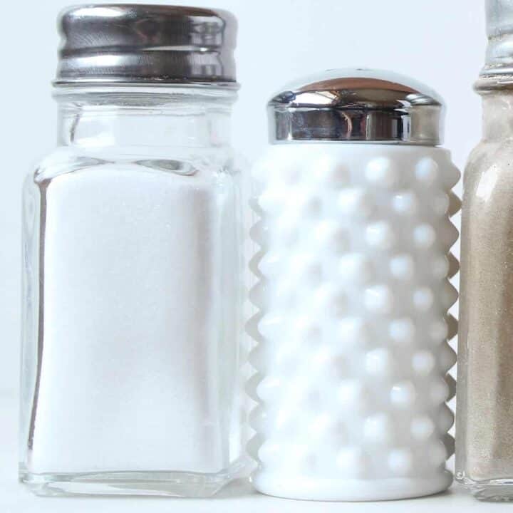 salt shakers on table.