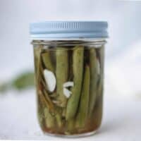 jar of pickled  green beans.