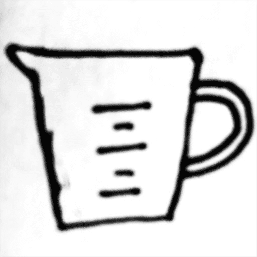 Line art drawing of a measuring cup.