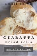 Ciabatta rolls on grey napkin.