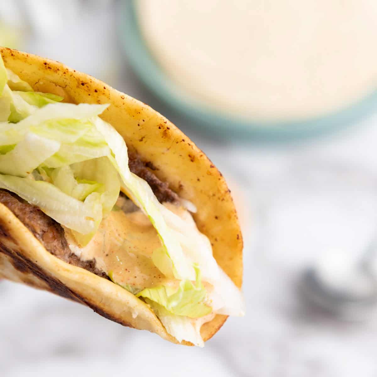 One smash burger taco.