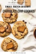 Biscoff chocolate chip cookies on parchment paper.